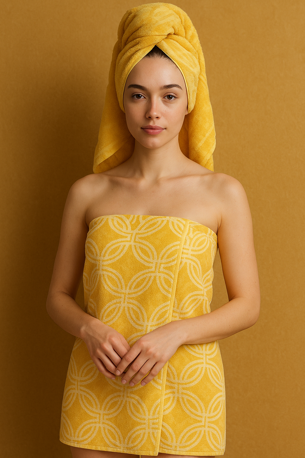 Trendy Yellow Color Pattern Towel | Large Size Bath Towel | 100% Cotton